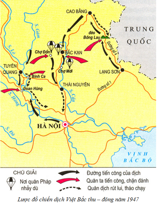 Hình 4: Lược đồ chiến dịch Việt Bắc thu – đông năm 1947