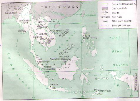 Hình 1: Lược đồ các nước Đông Nam Á
