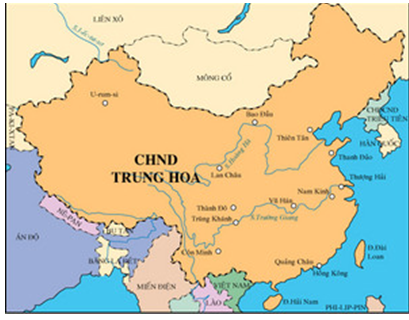 Hình 2: Lược đồ nước CHND Trung Hoa sau ngày thành lập