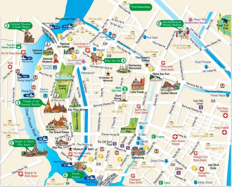 Bản đồ các địa điểm du lịch ở Băng Cốc-Thái Lan