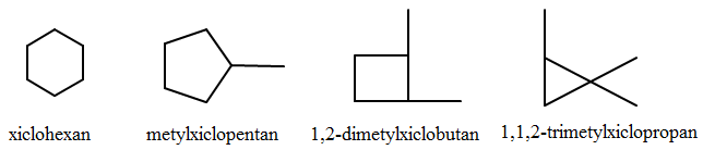 Hình 4: Một số xicloankan đồng phân ứng với công thức phân tử C6H12