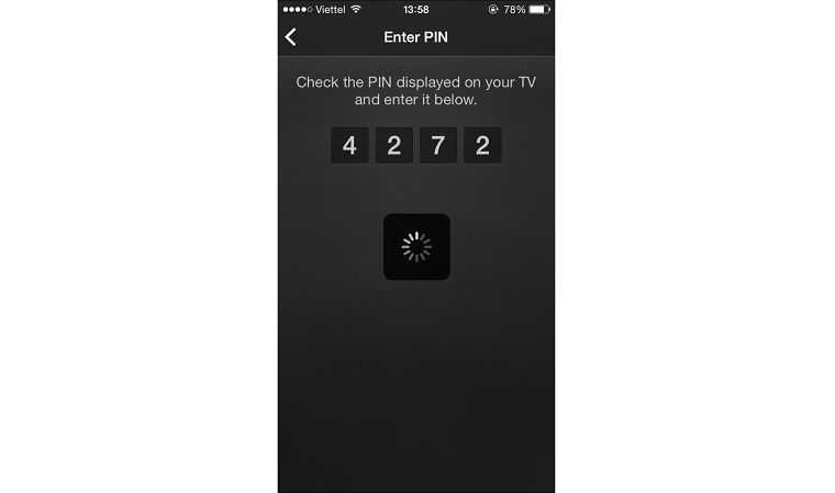 Nhập mã PIN hiện trên màn hình Tivi vào điện thoại