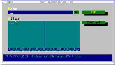 Hình 3. Hộp thoại lưu chương trình trong Turbo Pascal