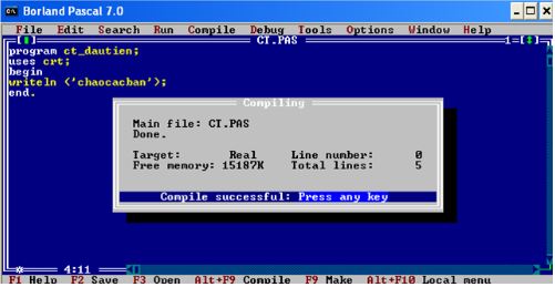 Hình 4. Màn hình dịch chương trình trong Turbo Pascal