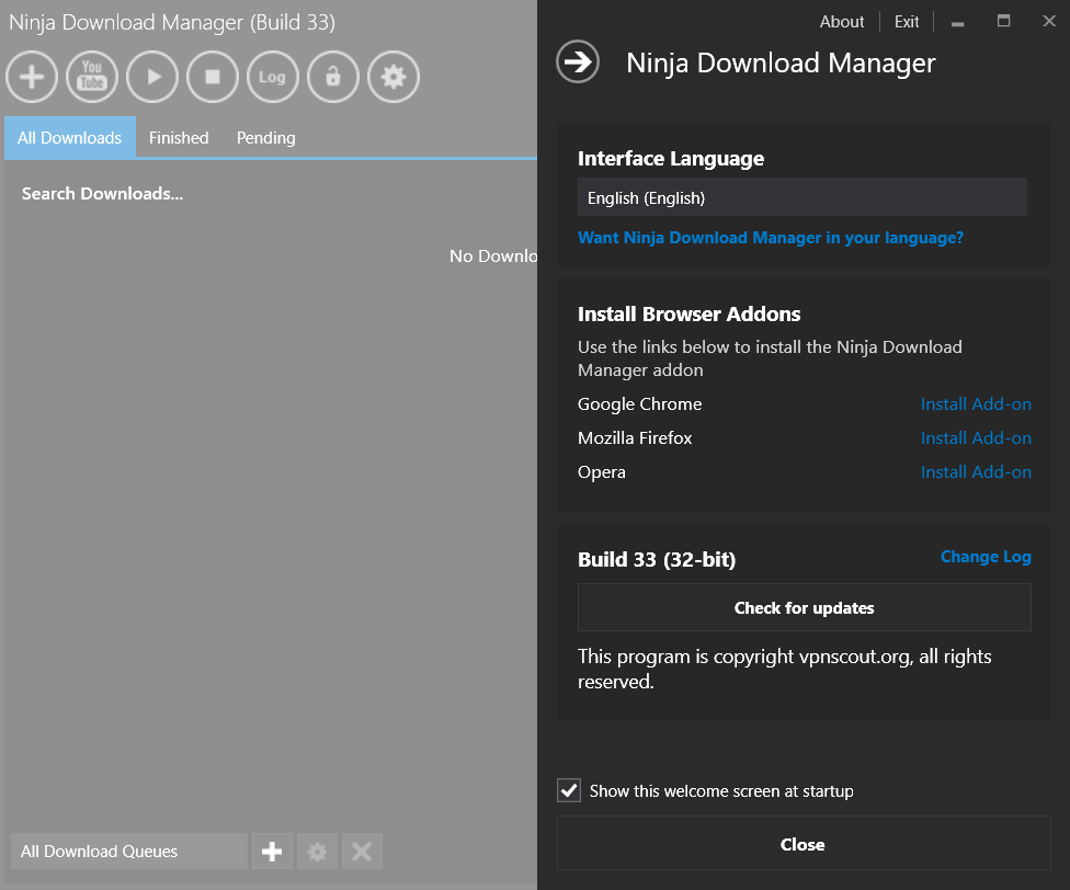Giao diện của phần mềm Ninja Download Manager