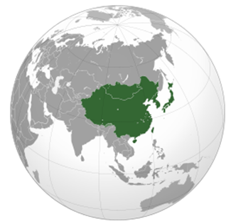 Vị trí khu vực Đông Á trên bản đồ thế giới