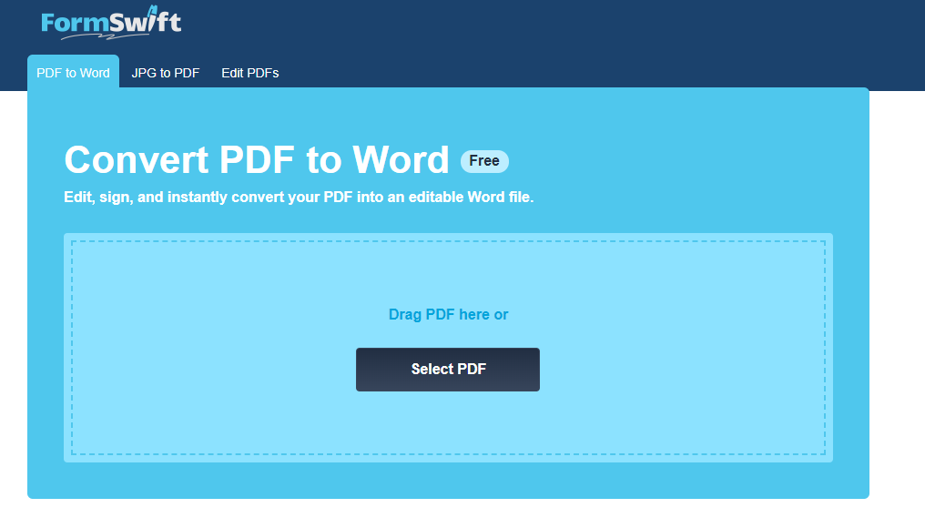Sử dụng công cụ của FormSwift để convert pdf sang word