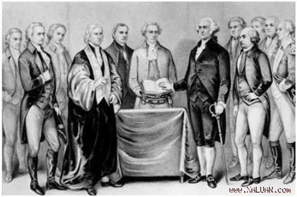 Năm 1789, George Washington tuyên thệ nhậm chức, trở thành Tổng thống đầu tiên của Mĩ (Ảnh: Getty Images)