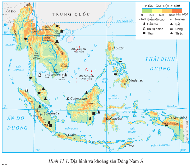 Lược đồ địa hình và khoang sản Đông Nam Á