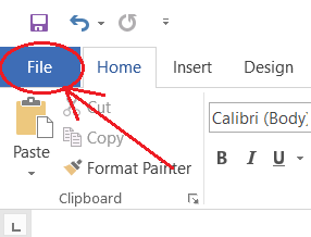 Tab File trên thanh công cụ của Microsoft Word
