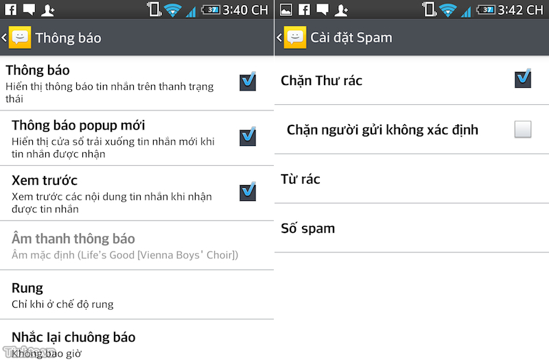 Các bước chặn tin nhắn Spam1