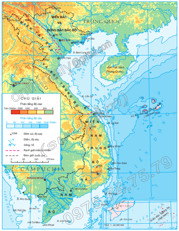 Lược đồ địa hình Việt Nam
