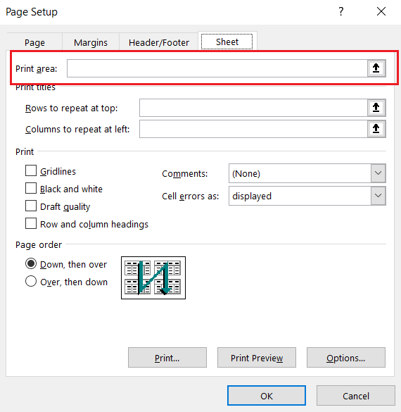 Thay đổi vùng in tự động trong Excel