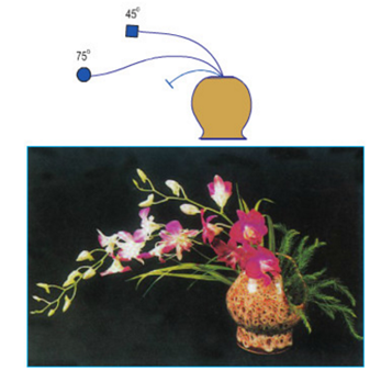 Quy trình cắm hoa thay đổi góc độ của các cành chính ở dạng cắm nghiêng