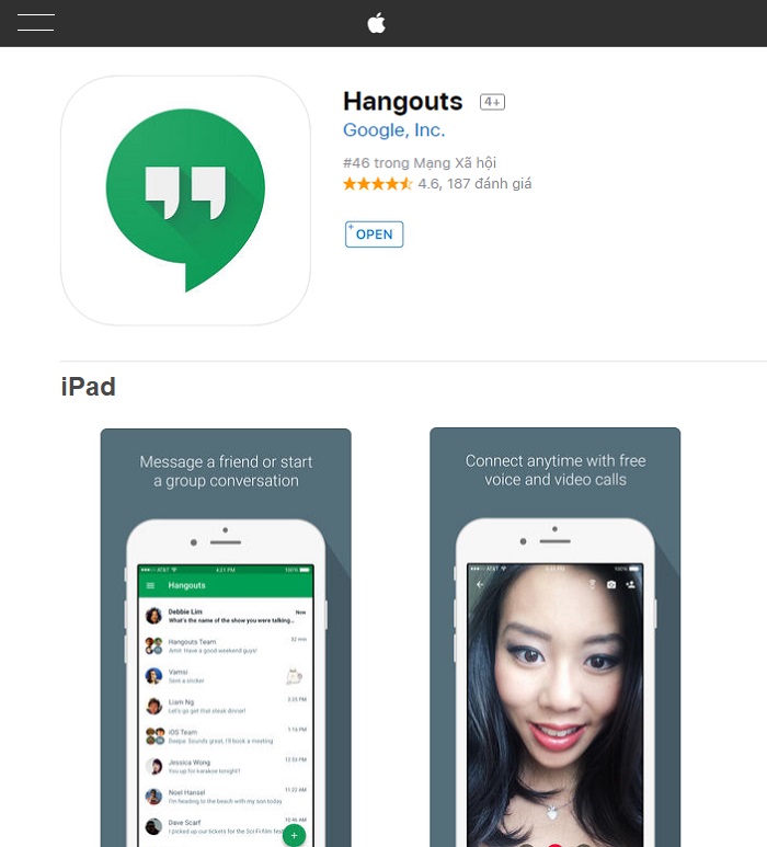 Cài đặt Hangouts trên iOS