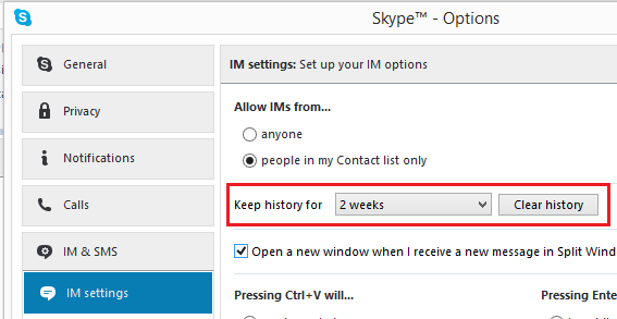 Cách xóa lịch sử tin nhắn trong Skype chát 