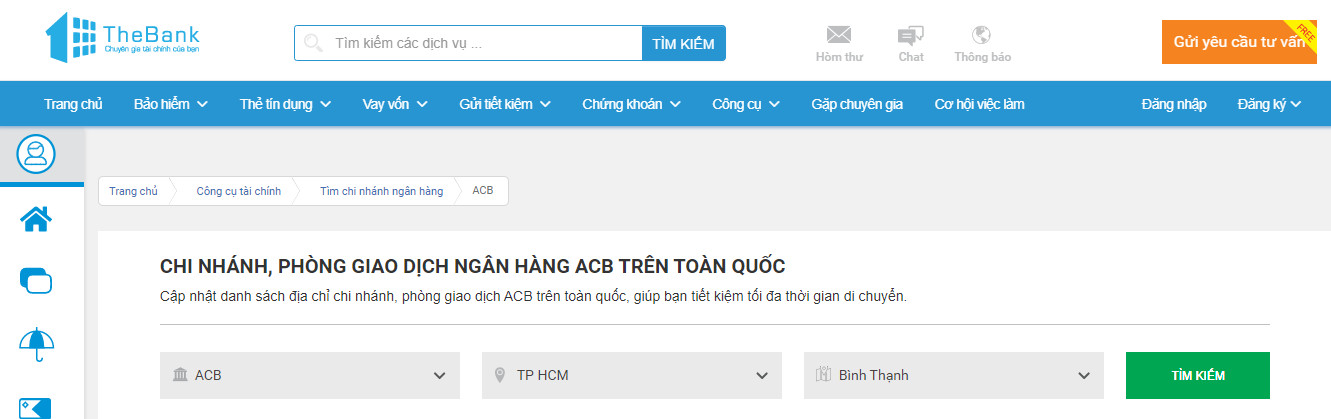Cách tìm ngân hàng ACB Bank gần nhất qua website