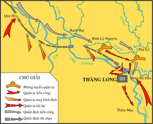 Lược đồ diễn biến cuộc kháng chiến lần thứ nhất chống quân Mông Cổ (1258)