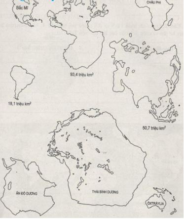 Hình 11-5. Các lục địa và các đại dương trên Trái Đất