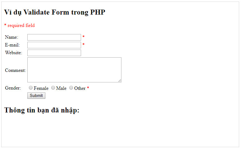 Validate Form Trong Php