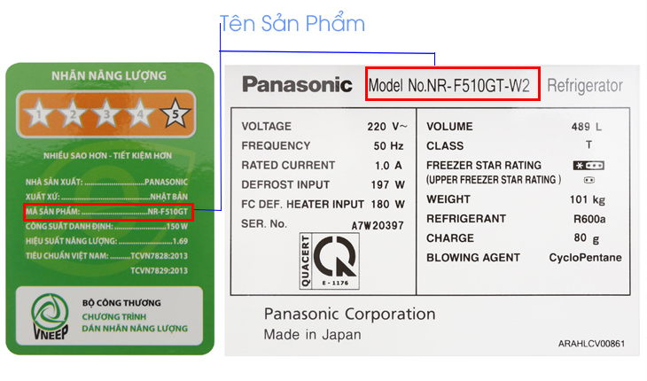 Cách xem tên sản phẩm của trên tủ lạnh Panasonic