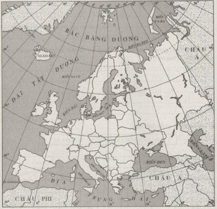 Hình 13. Lược đồ các nước châu Âu