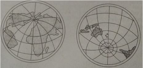 Hình 11.3. Trái Đất chia theo nửa cầu lục địa và nửa cầu đại dương