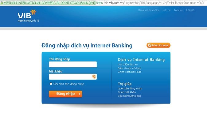 Thao tác đăng nhập vài Internet Banking của VIB rất đơn giản và dễ dàng